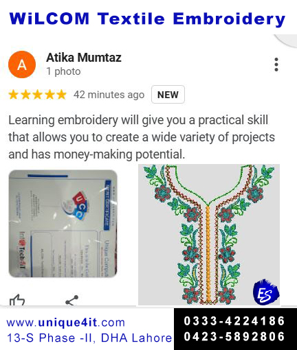 wilcom textile embroidery course in lahore pakistan